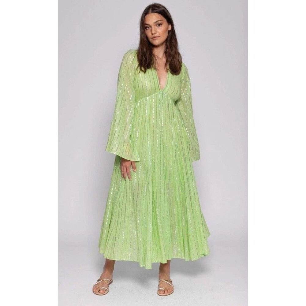 Sundress Brand Maud Athene Oversized Lime Long Maxi Dress XS/S Tall NWT $251